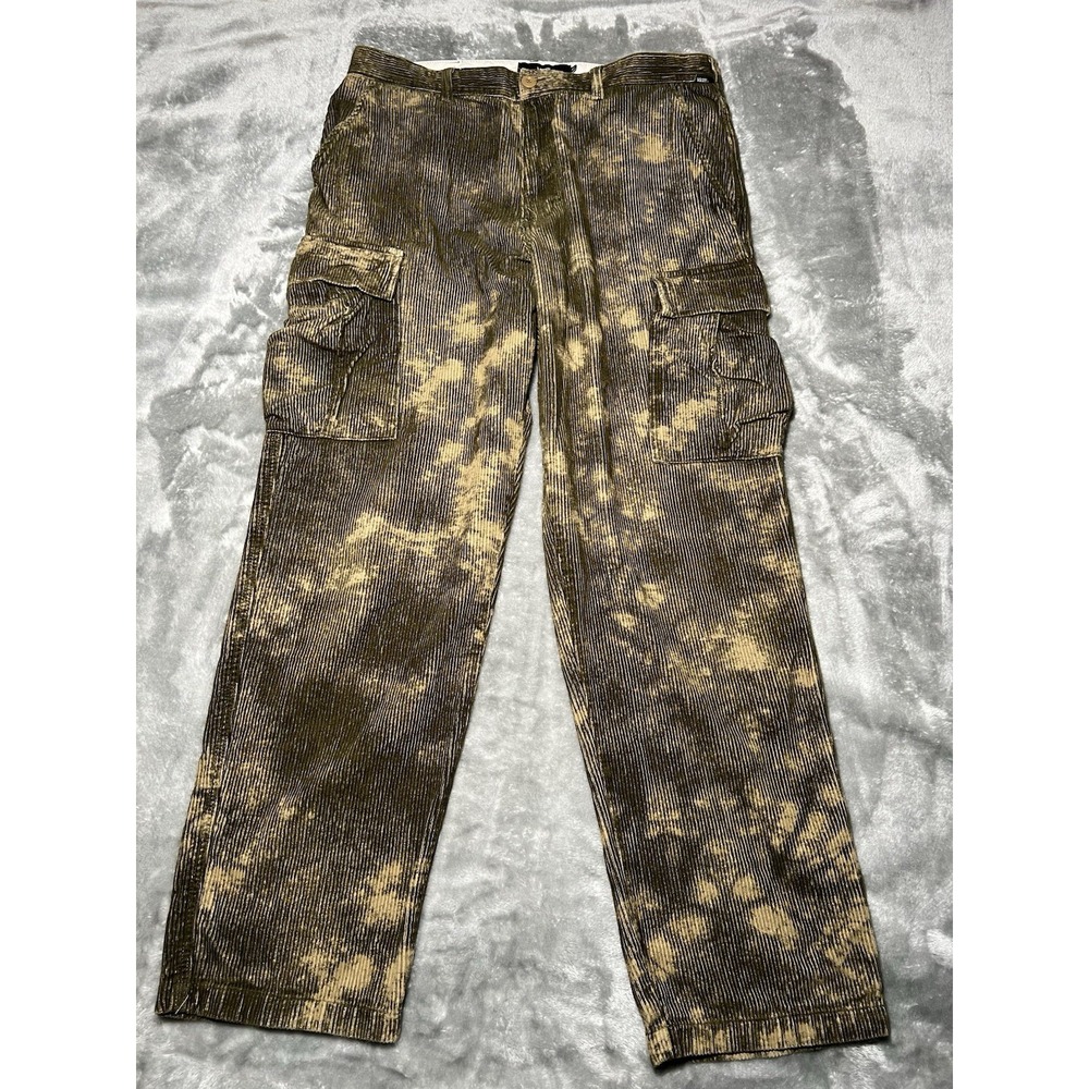 Vans Pants Men Size 33 Loose Taper Fit Corduroy Cargo Skater Dyed Green